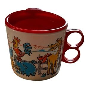 Vintage Whirley Industries Plastic Farm Animals Cup